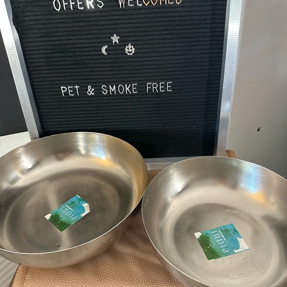 🆕2 Silver/Gold Indian Decorative Metal Bowls
